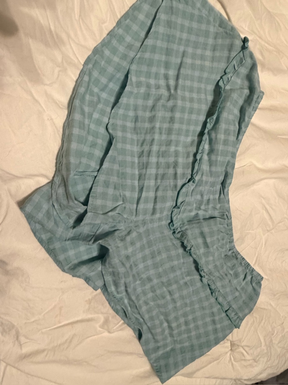 Anthropologie Set- Light Blue Gingham Maxi Top with matching shorts - Picture 8 of 8